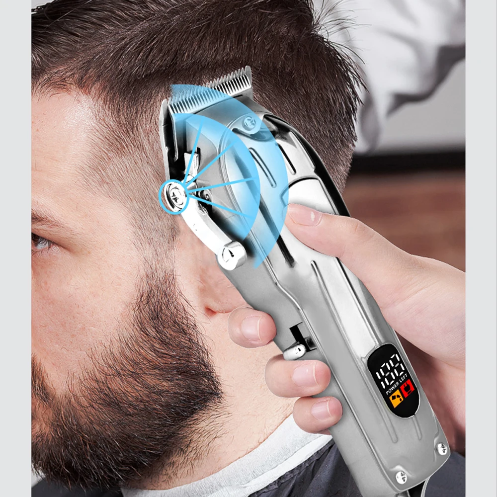 Máquina de corte de cabelo elétrico profissional, USB masculino carregando barba aparador, Alta potência