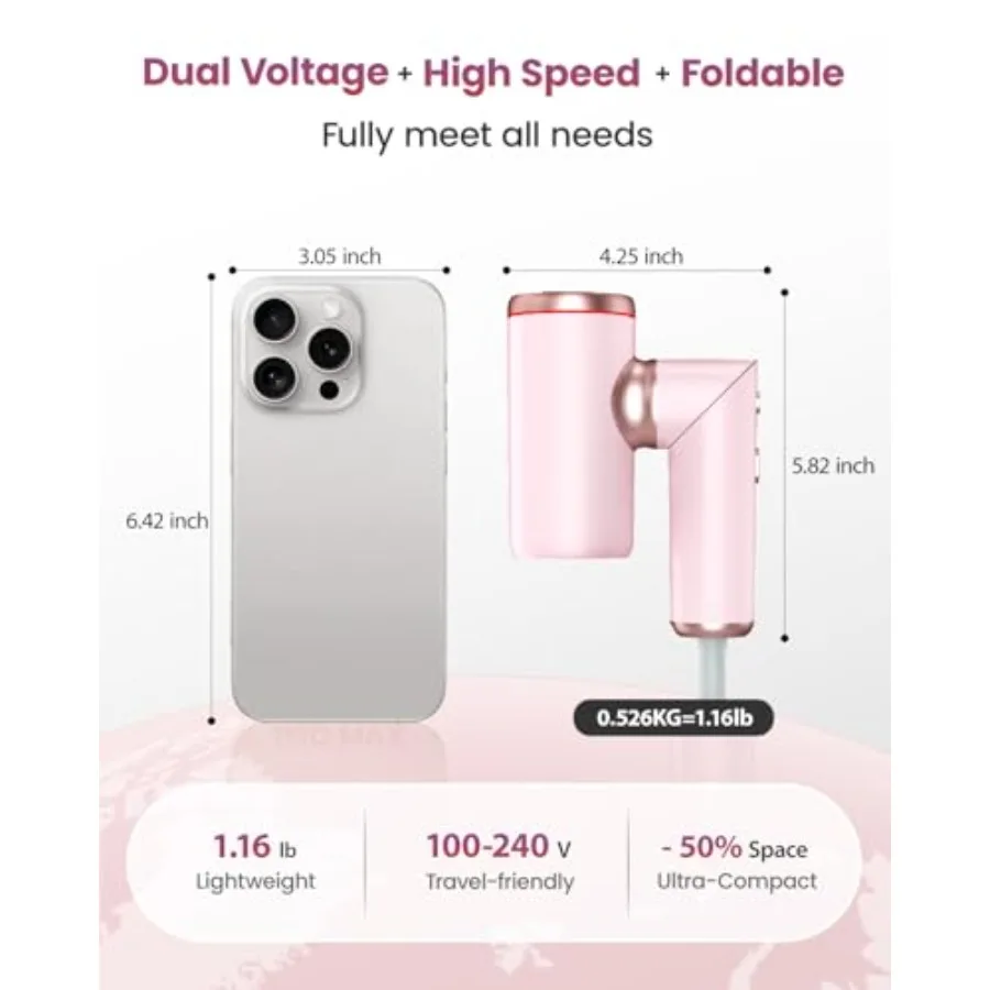 السفر مجفف الشعر الجهد المزدوج لأوروبا طوي عالية السرعة الأيونية مجفف للنفخ التجفيف السريع 100-240 فولت مجففات محمولة مع المغناطيس