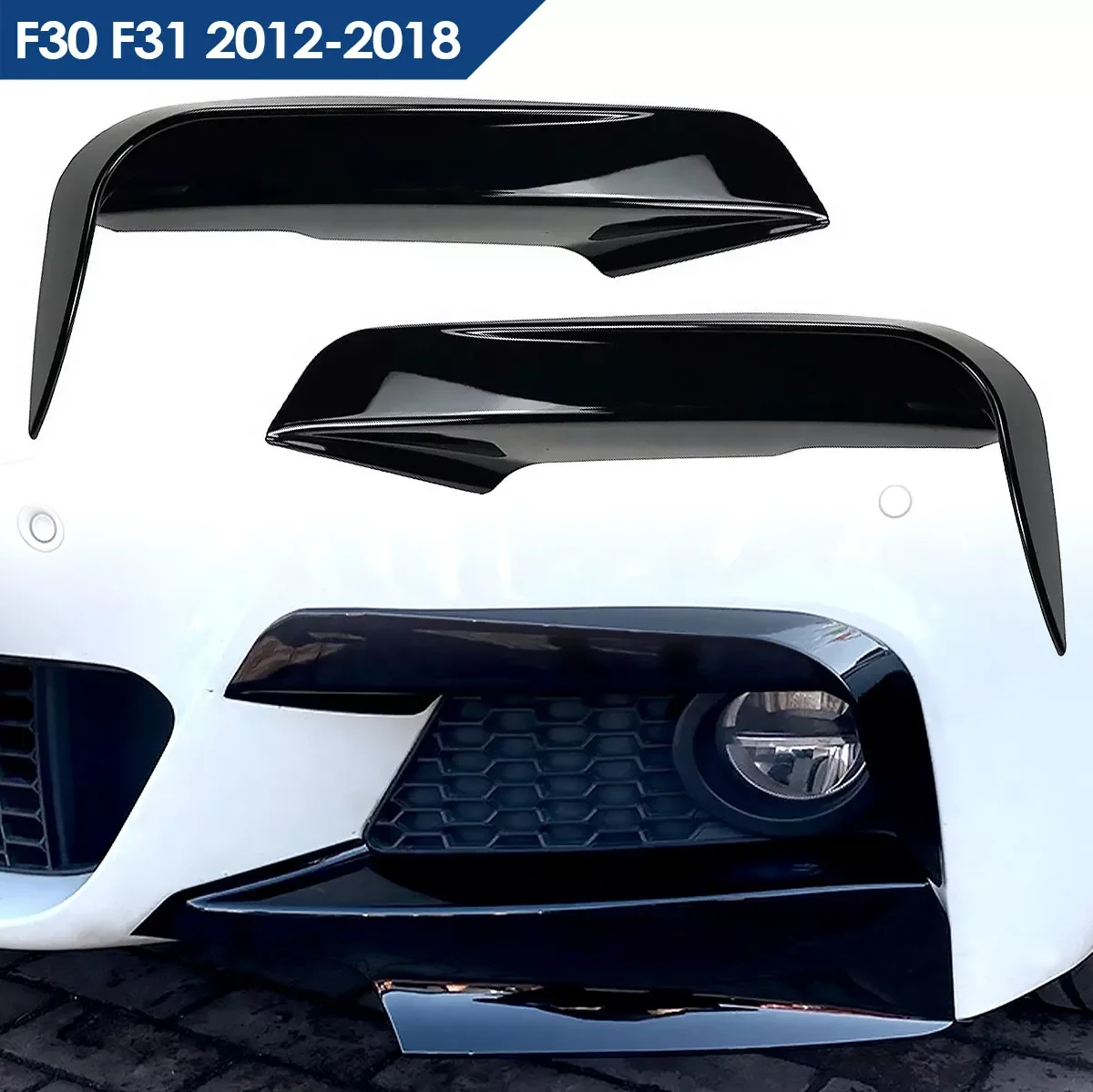 A Pair Fit For Bmw F30 F31 3 Series M Style Front Lip Spoiler Splitter Gloss Black 2012-2018 High Quality Car Accessories