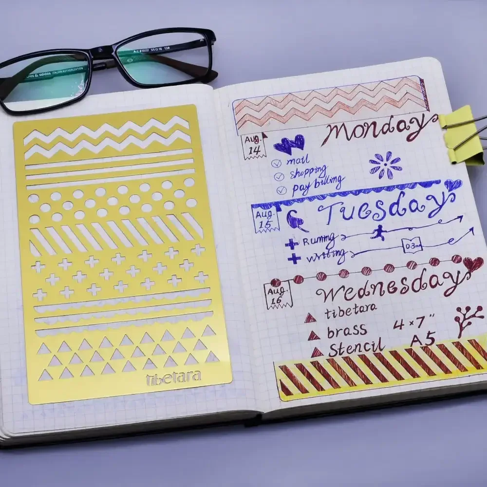 

1pc 4x7'' Tibetara Brass Stencil Planner Stencil Organizer Stencil Accessories for Personal Design-10195650