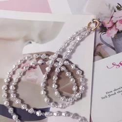 Universal Crystal Lanyard Cross-body Chain Simple Pearl Decoration Anti Loss Strap Phone Case Patch Charms Keychain Neck Strap