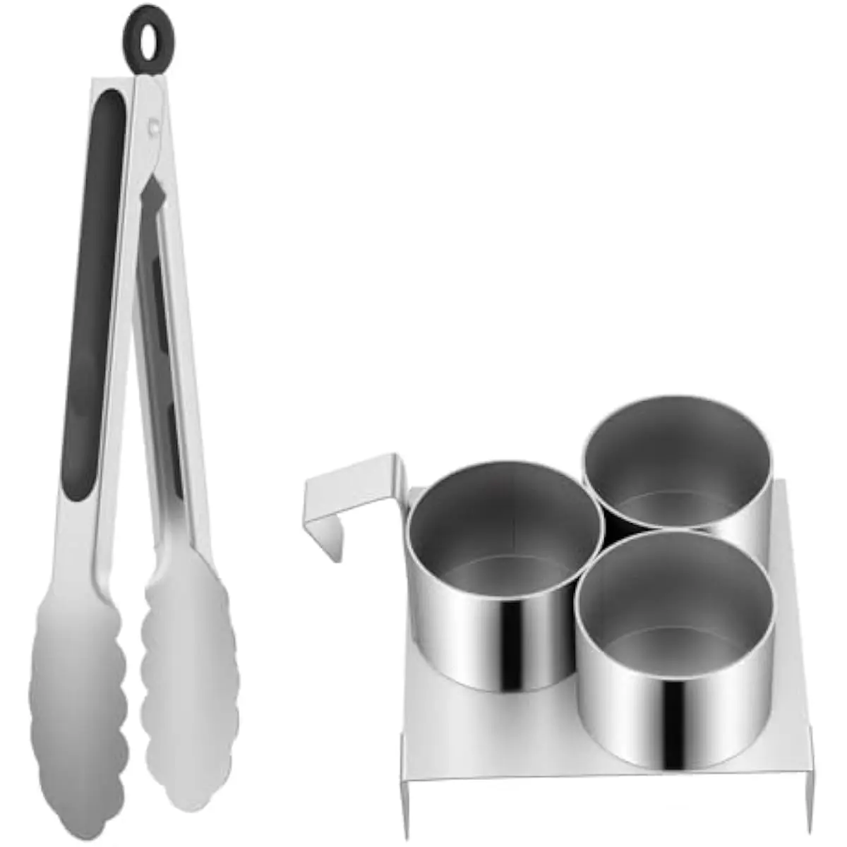 1 Set Stainless Steel Funnel Cake Mold Ring 4.5 Inches with Base Plate and 9 Inch Food Clip for Easy Deep Frying and Clean Stora