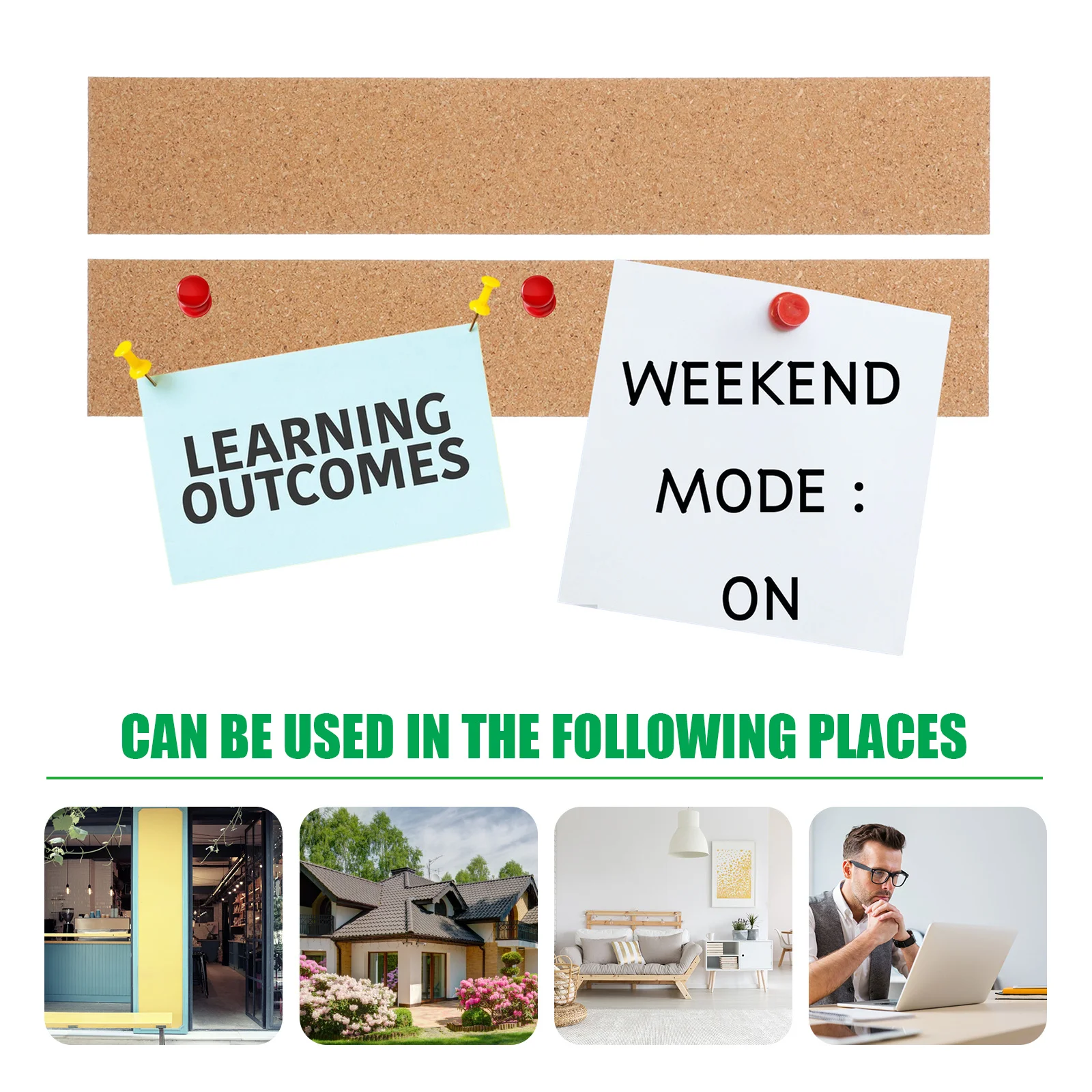 

5Pcs Soft Cork Bulletin Bars Cork Strips Office Wall Memo Photo Display Boards Natural Frameless Strip