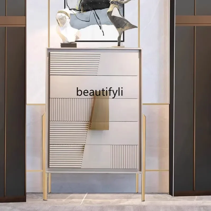 

P Italian light luxury chest of drawers high-end living room solid wood locker bedroom minimalist drawer cabinet