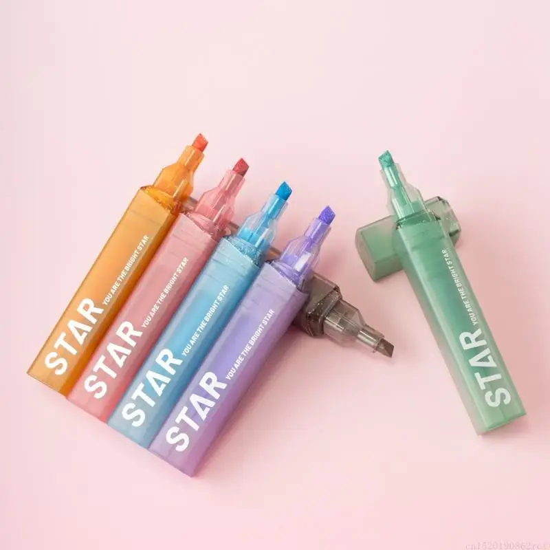 

D5BB Набор из 6 флуоресцентных маркеров, безопасные чернила, набор маркеров, незаменимый для занятий в классе