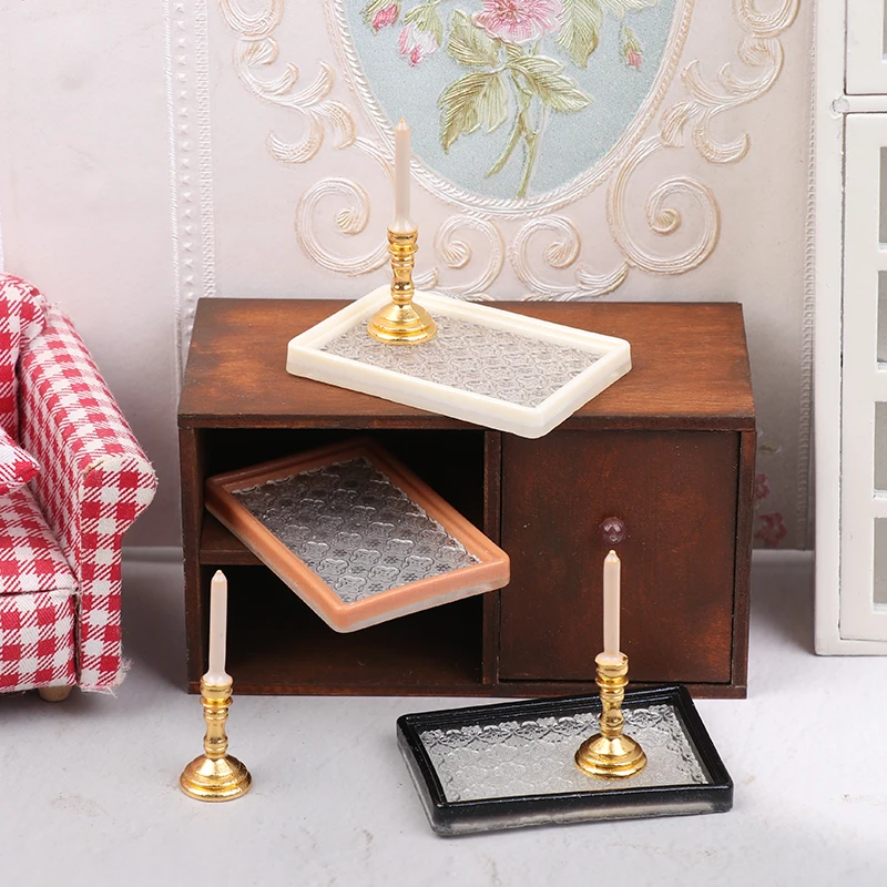 Simulación de bandeja de velas para casa de muñecas 1/12; Juguete de decoración de muebles de sala de estar en miniatura.