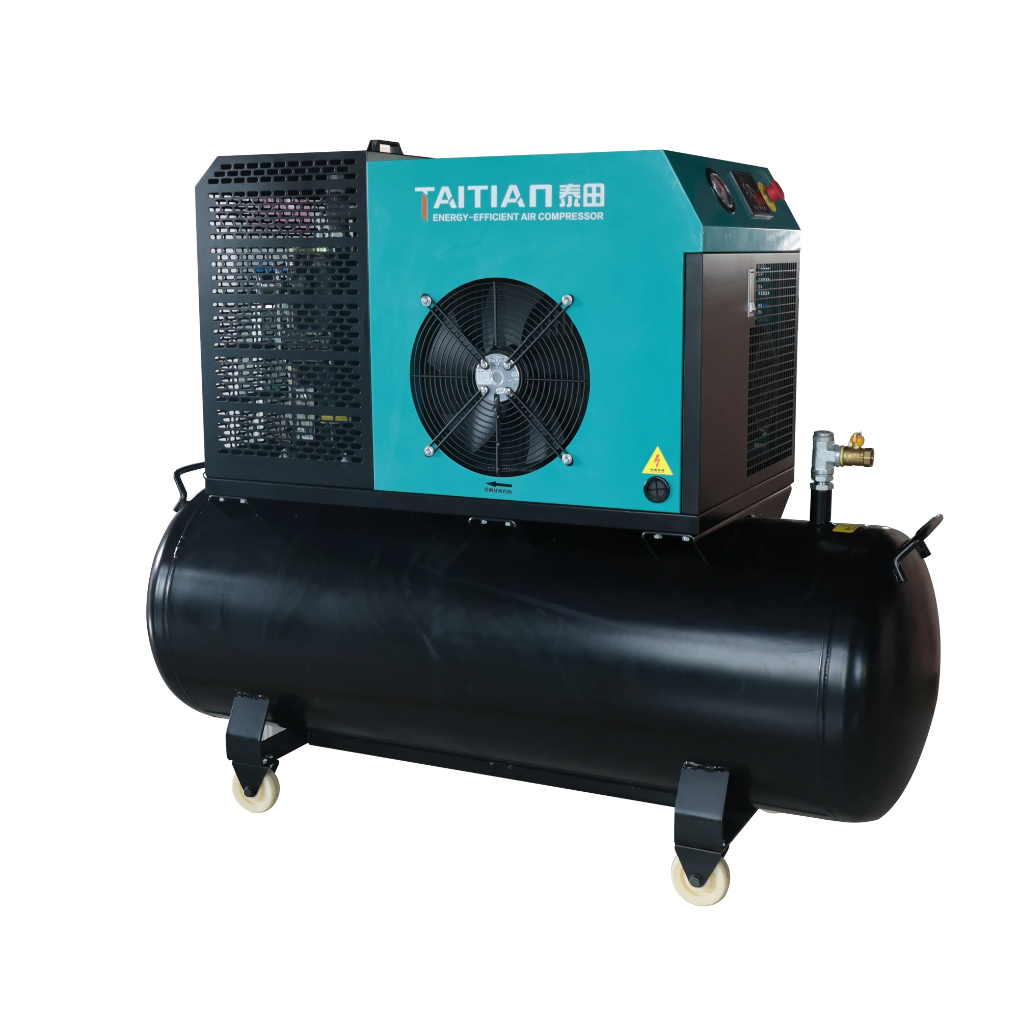 توفير الطاقة المحمولة تردد الطاقة 11kw 15HP خزان اهتزاز منخفض الضوضاء ومنخفض 300L ضاغط هواء لولبي