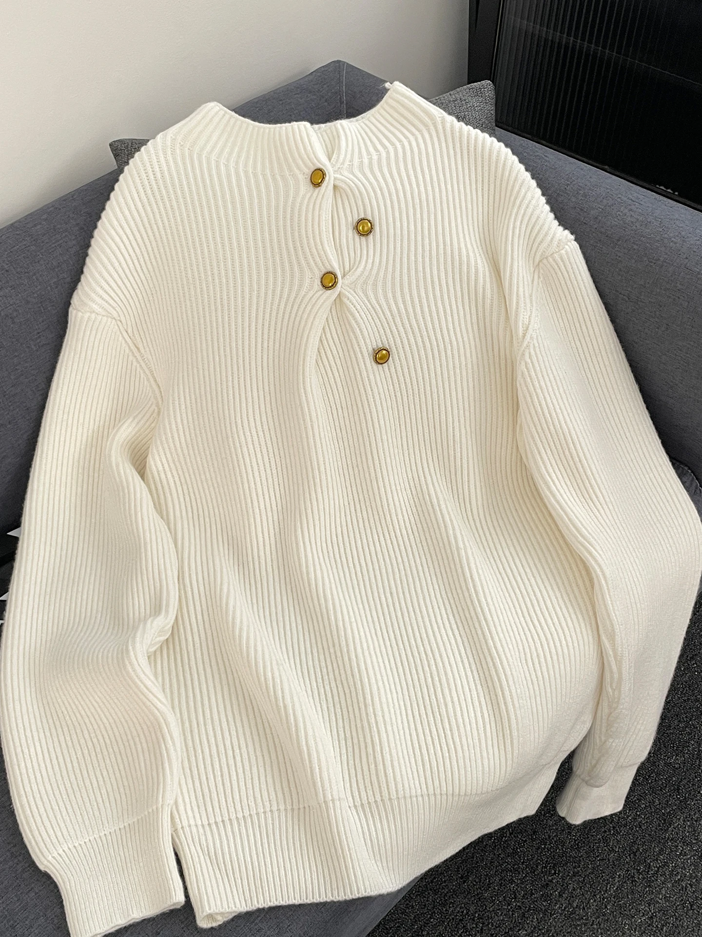 

Мужской вязаный свитер свободного кроя с высоким воротником в стиле ретро, теплый, повседневный, спортивный, американский стиль