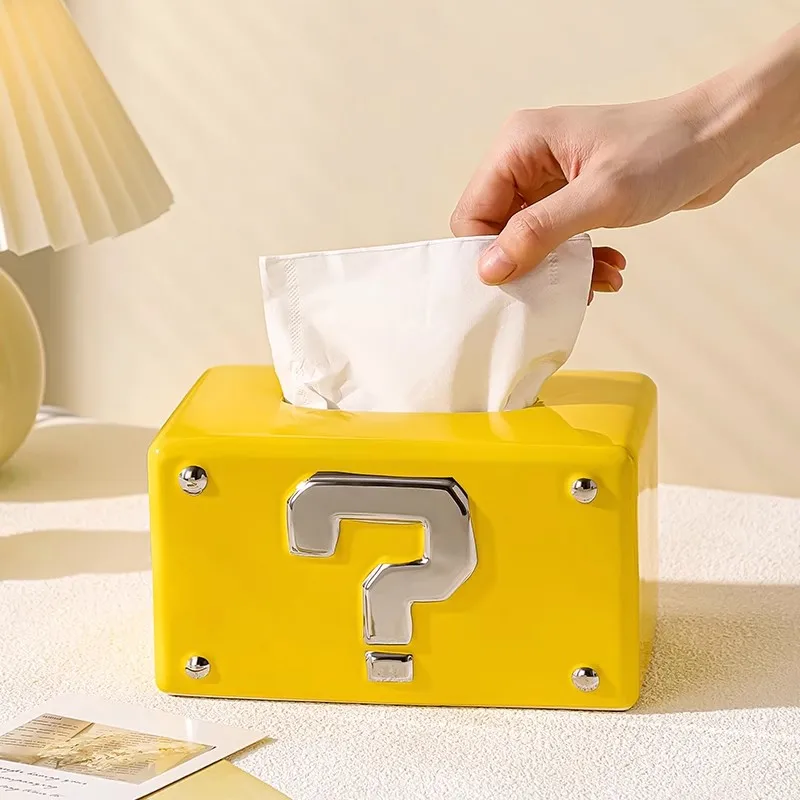 

Игра Super Mario Bros сантехника, коробка для салфеток, коробки для хранения косплея, знак запуска, символ, коробка для салфеток, керамическая бумажная коробка, украшения, реквизит