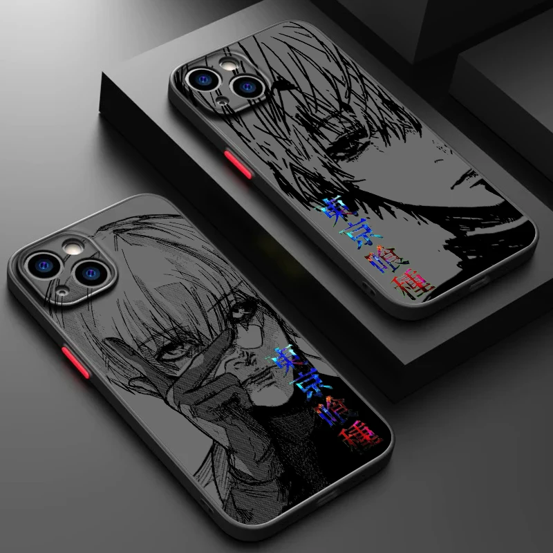 T-Tokyo G-Ghoul Cool Art Frosted Translucent For Apple iPhone 15 14 13 12 11 XS XR X 8 7 SE Pro Max Plus Mini Back Phone Case