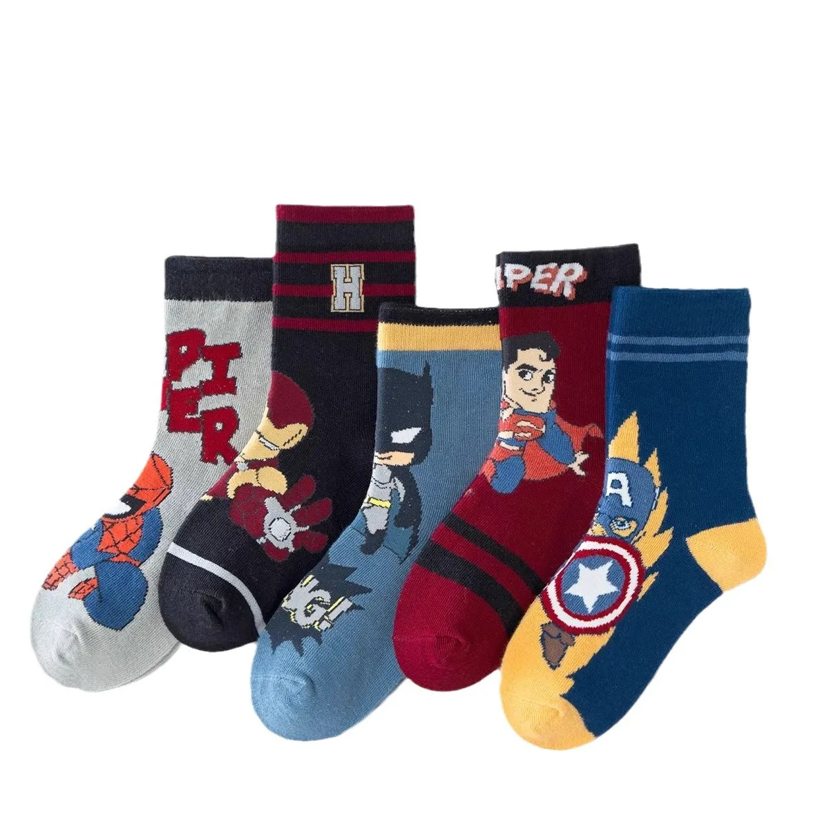 Носки для мальчика - Длинные чулки весна/лето/зима - Большой размер для мальчиков - Хлопковые колготки Hero Spider-Man - Чулки средней длины