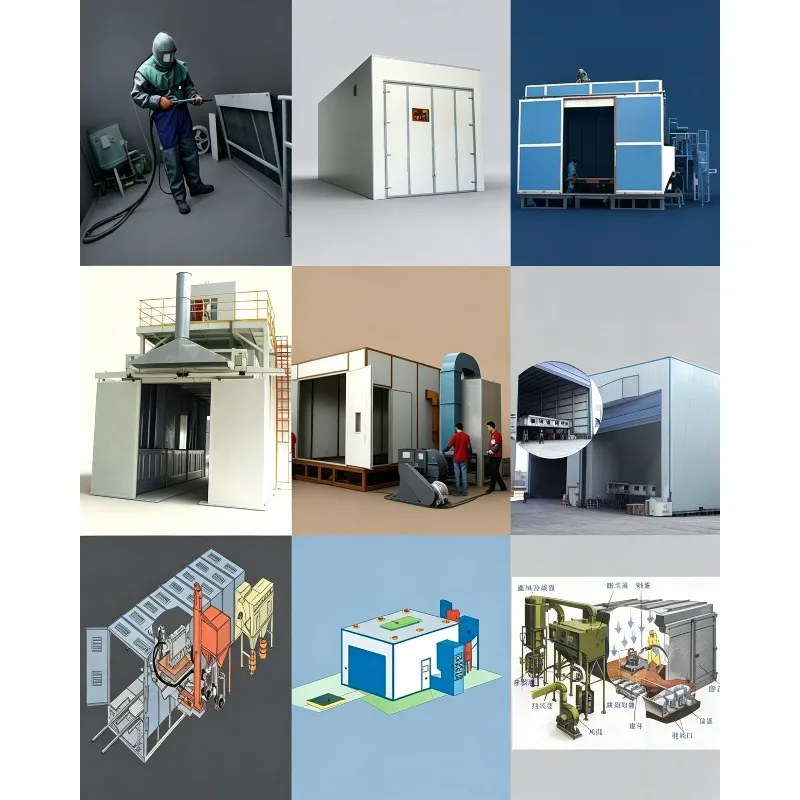 Metal Abrasive Sandblasting Room | Industrial Steel Structure Sand Blast Chamber for Surface Preparation & Cleaning