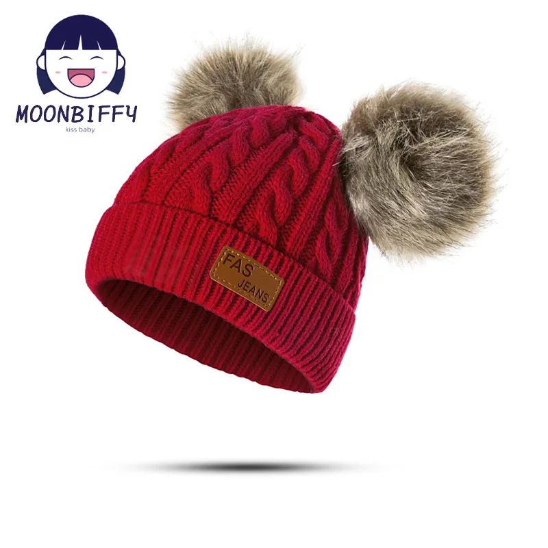 2022 Beanies 아기 모자 Pompon 겨울 어린이 모자 니트 귀여운 모자 소녀 소년 캐주얼 솔리드 컬러 소녀 모자 아기 겨울 모자