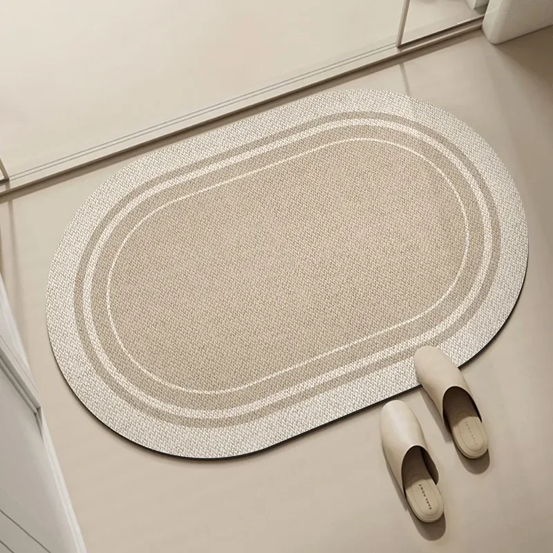Bathroom Carpet Absorbent Floor Mat Diatom Mud Bath Shower Area Non-slip Foot Mats Beige Home Decoration Rug for Toilet 욕실 카펫
