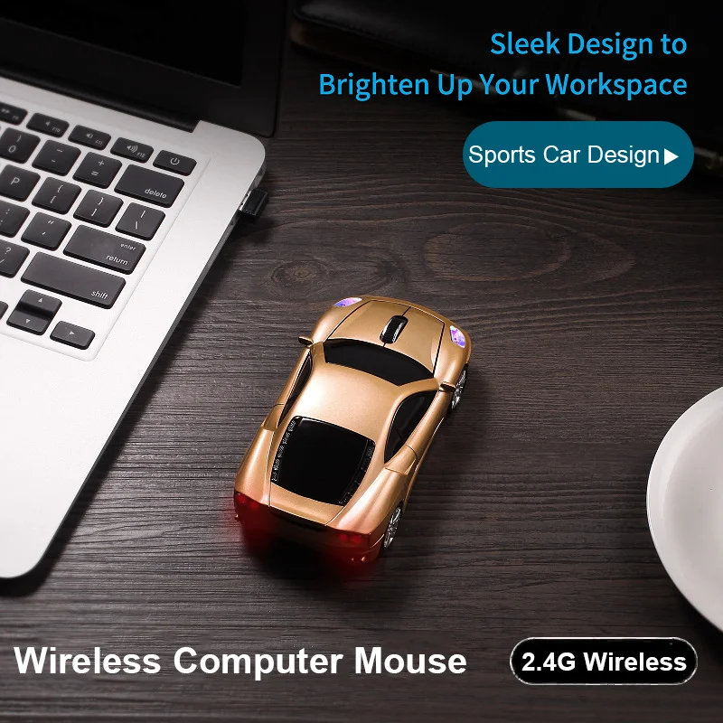 

Wireless Sports Car Mini Mouse 1600DPI 2.4G Computer Ergonomic Optical Gaming Mause With LED Flashing Light For PC Laptop Tablet