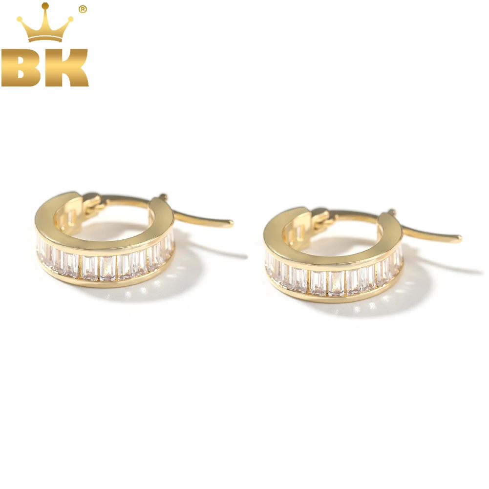 THE BLING KING 4.2mm Width Small Hoop Clip Earring Luxury Circle Earring Iced Out Baguettecz Cubic Zirconia Hiphop Jewelry