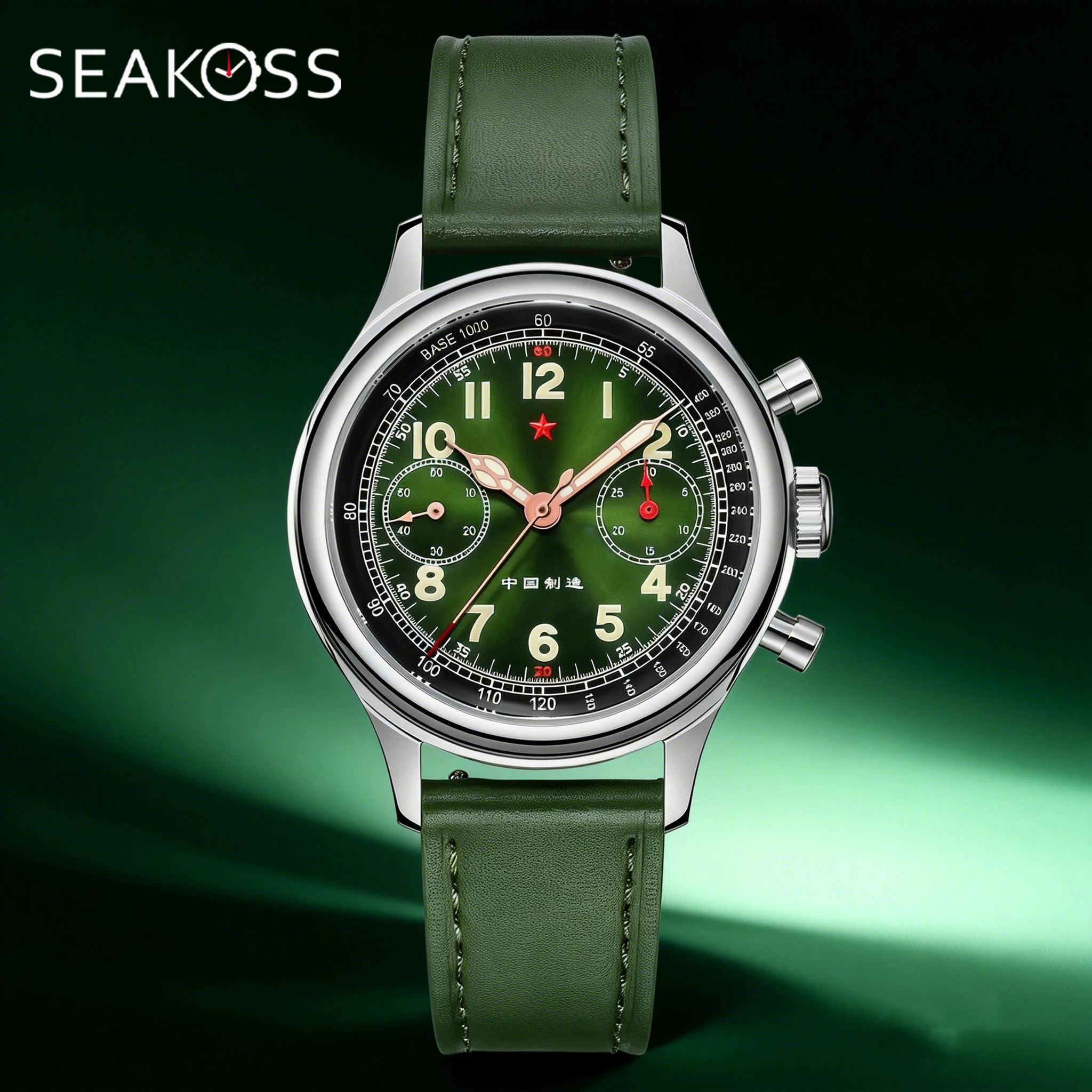 

SEAKOSS 38mm 1963 Chronograph Mechanical Pilot Men's Watch with Seagull Movement ST1901 Air Force Aviation Sapphire Reloj Homber