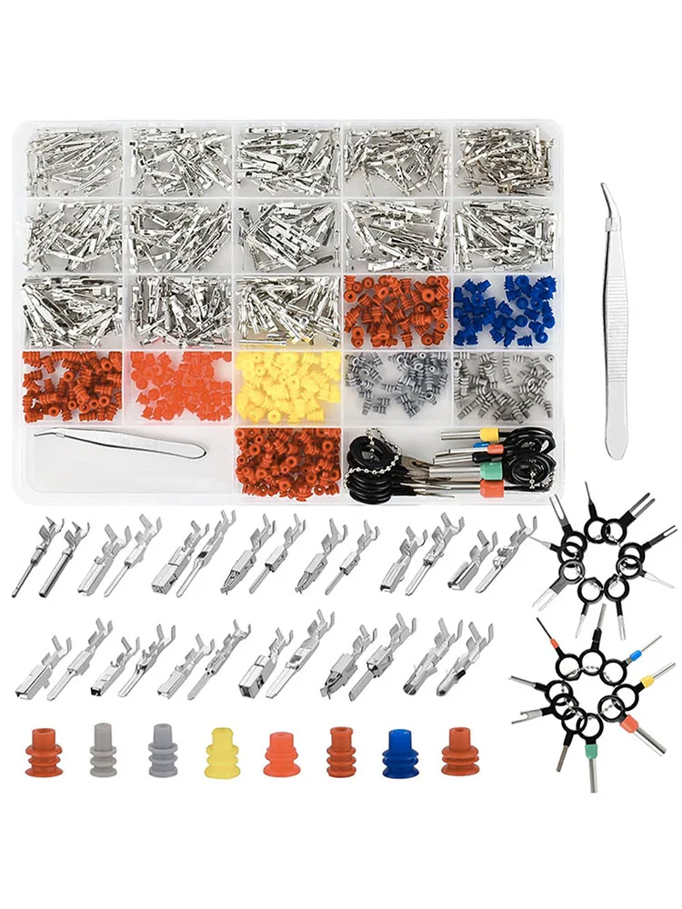 

769 шт. комплект штыревых разъемов 1/1,5/1,8/2,2/2,8/3,5 мм для снятия мужского и женского обжимного штифта, неизолированная вилка, игольчатый экстрактор и пинцет