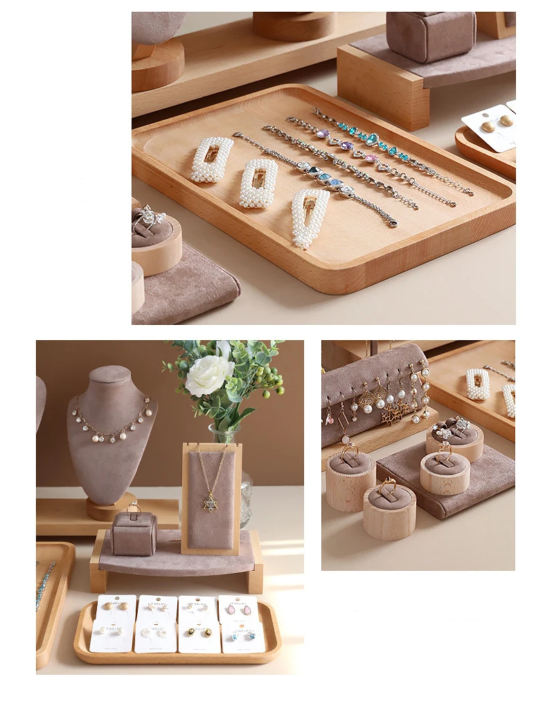 

Solid Wood Jewelry Frame Earring Ring Bracket Hand Shelf Display Shelf Window Counter Creative Portrait Neck Seat Accessories