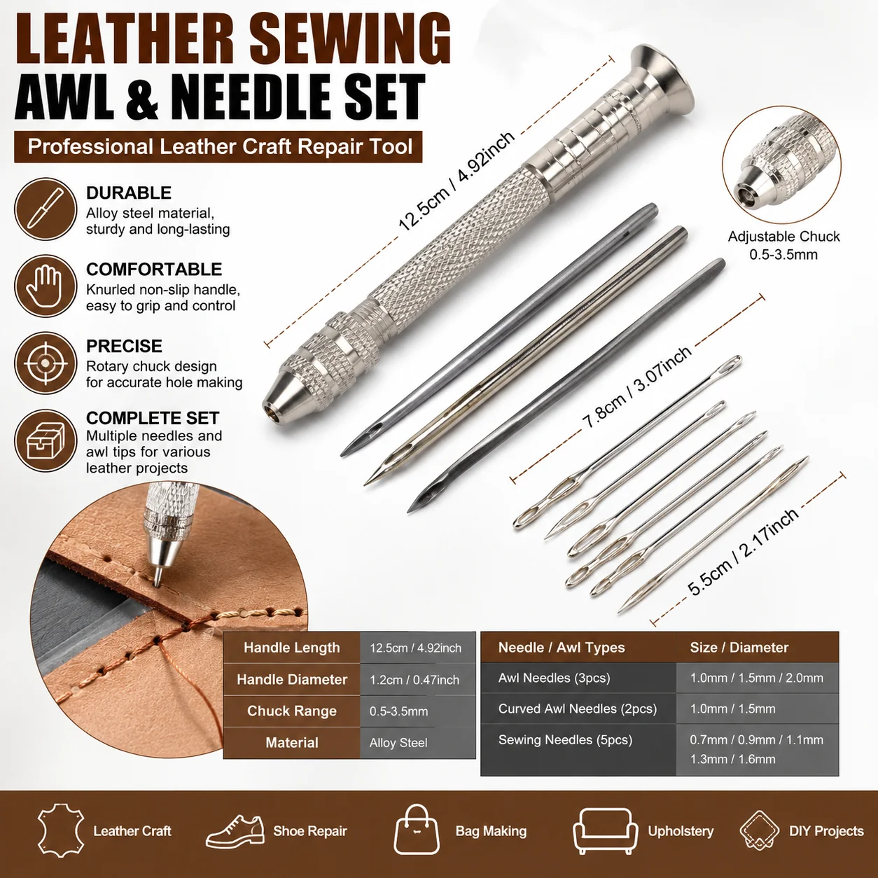 Leather Tooling Kit - Leather Sewing Awl Kit Leather Stitching