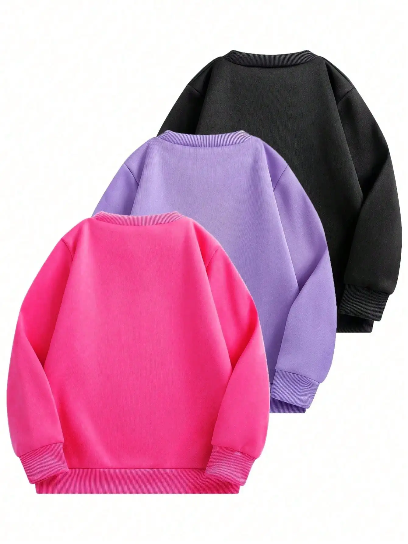 3-piece girls' casual round neck long sleeved pullover with butterfly and floral prints, popular style