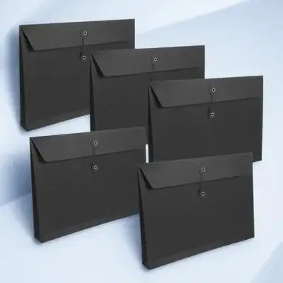 5 pçs bolsos de arquivo grosso botão de corda design portátil organizador de documentos para escola escritório armazenamento de papel pasta de arquivo à prova dwaterproof água
