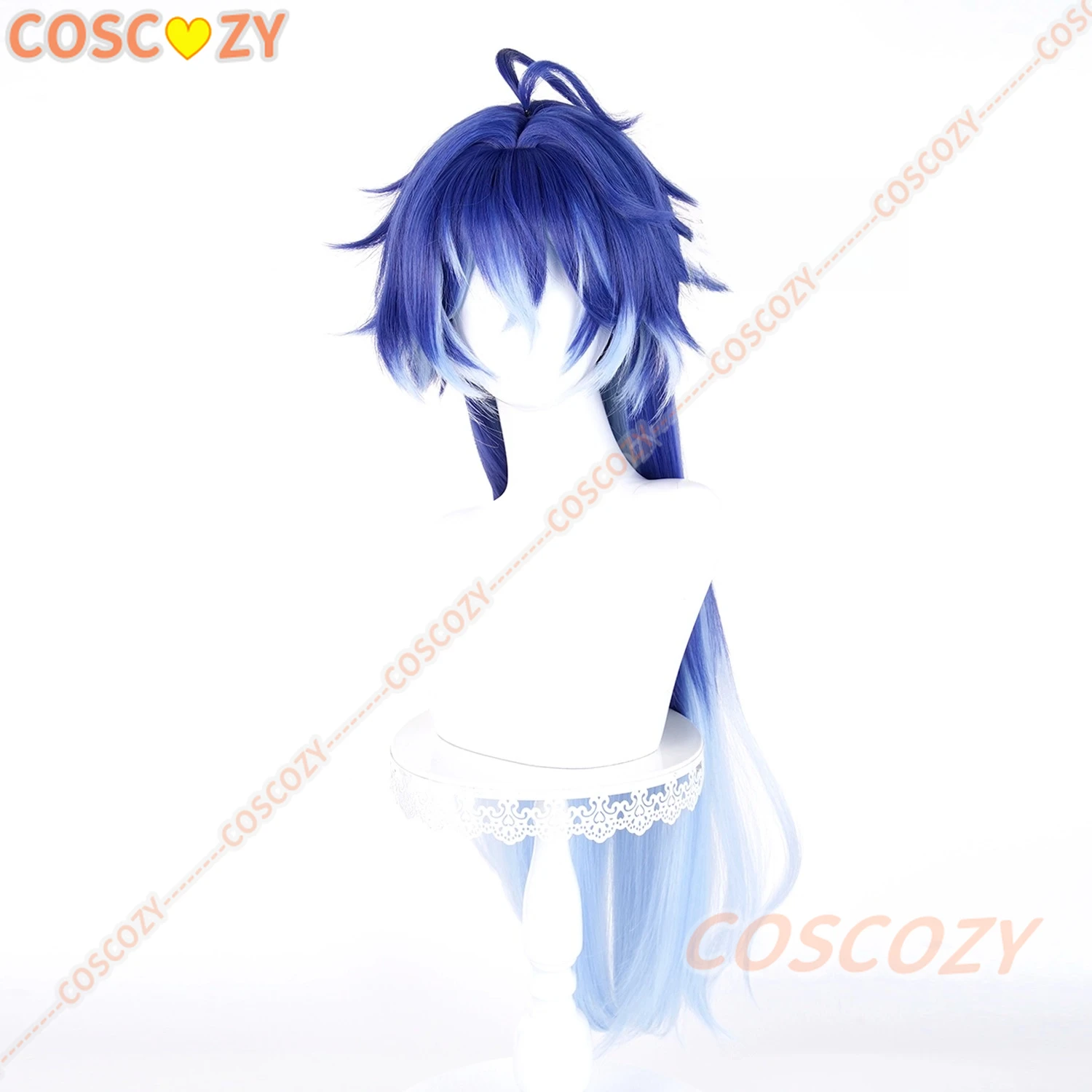 Game Genshin Impact Flins Cosplay Wig Long Blue Heat Resistant Synthesis Hair Halloween Carnival Party Wigs For Women Men Boys