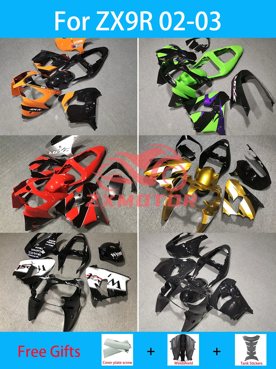 Full Fairings for Kawasaki ZX9R 2002 2003 Customizable Motorcycle Accessories Shell ABS Fairing Kit ZX 9R 02 03