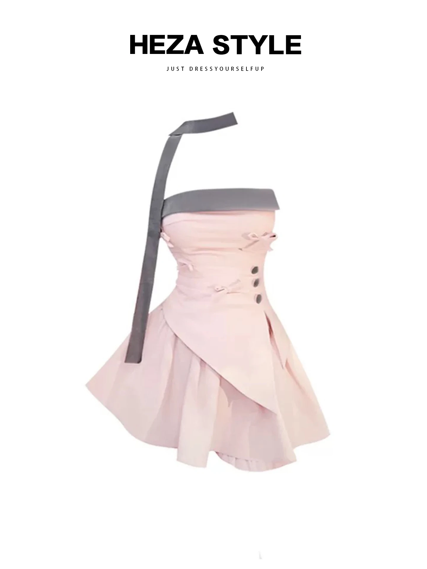 

HEZA Summer plus Size Sweet Sle Asymmetrical Color Blo Tube Top And A-Line Skirt Set Women's Faion Casual Outfit