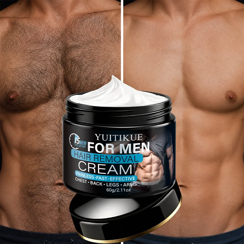 YUITIKUE Men Body Hair Removal Cream 60g Easy Apply No Pain Depilatory Cream For Chest Leg Back Arm Thick Hair