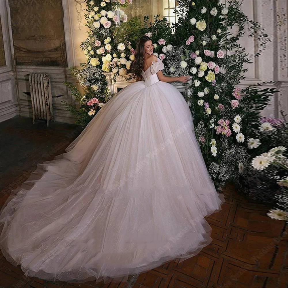 Romantic Pretty A-Line Wedding Dresses Simpe Smooth Tulle Bridal Gowns Sexy Floor Mopping Engagement Banquet Vestidos De Novia