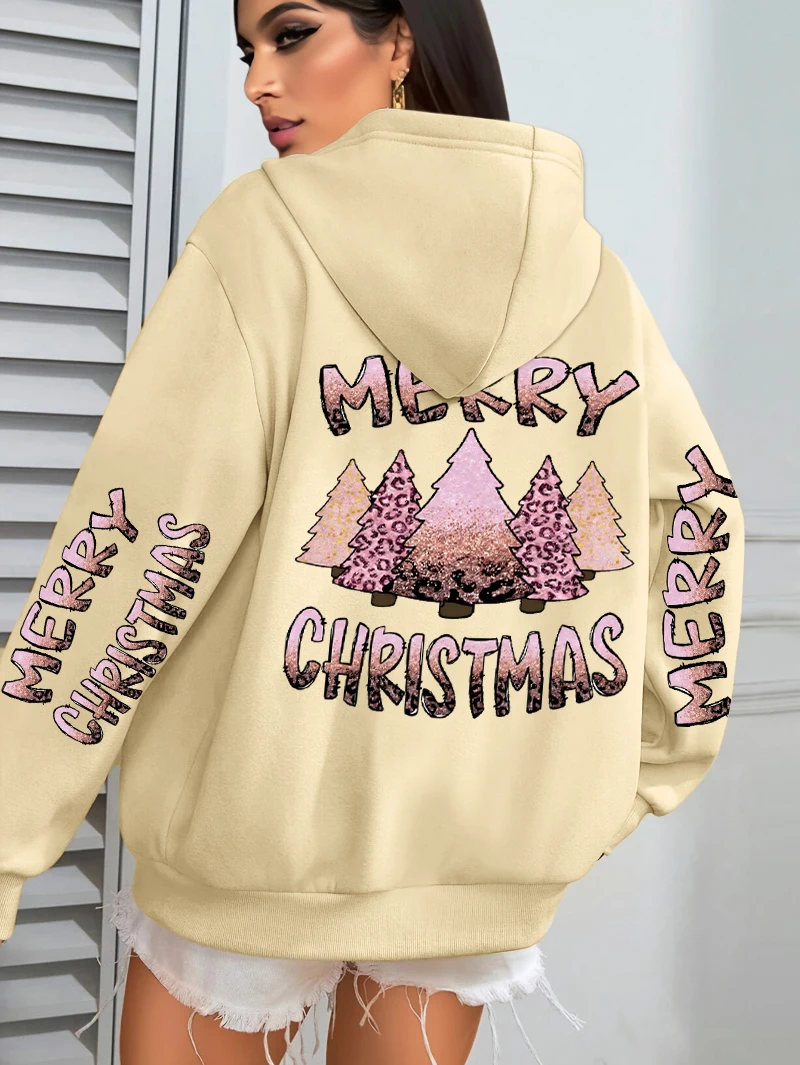 

Женская толстовка с креативным рисунком деревьев, свободные удобные пуловеры, флисовая осенняя спортивная одежда, повседневная толстовка с карманами