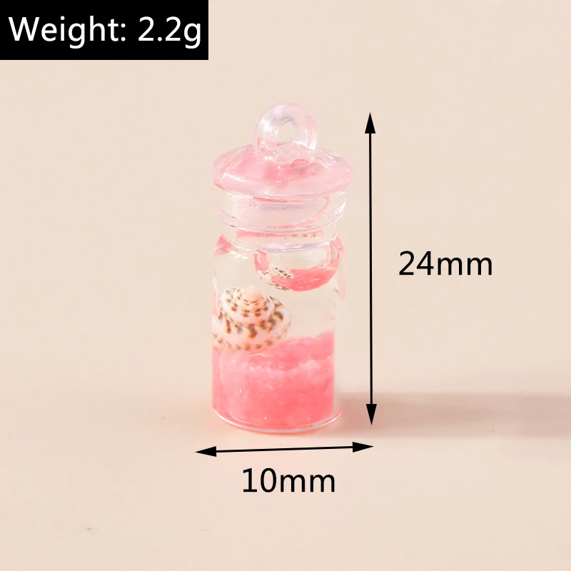 Leslie 10 Stück Gemischte Stile Sommer-Glasfläschchen mit Perlen-Muschel-Anhängern für DIY Ohrringe, Schlüsselanhänger, Halsketten und Schmuckherstellung – Detail 32