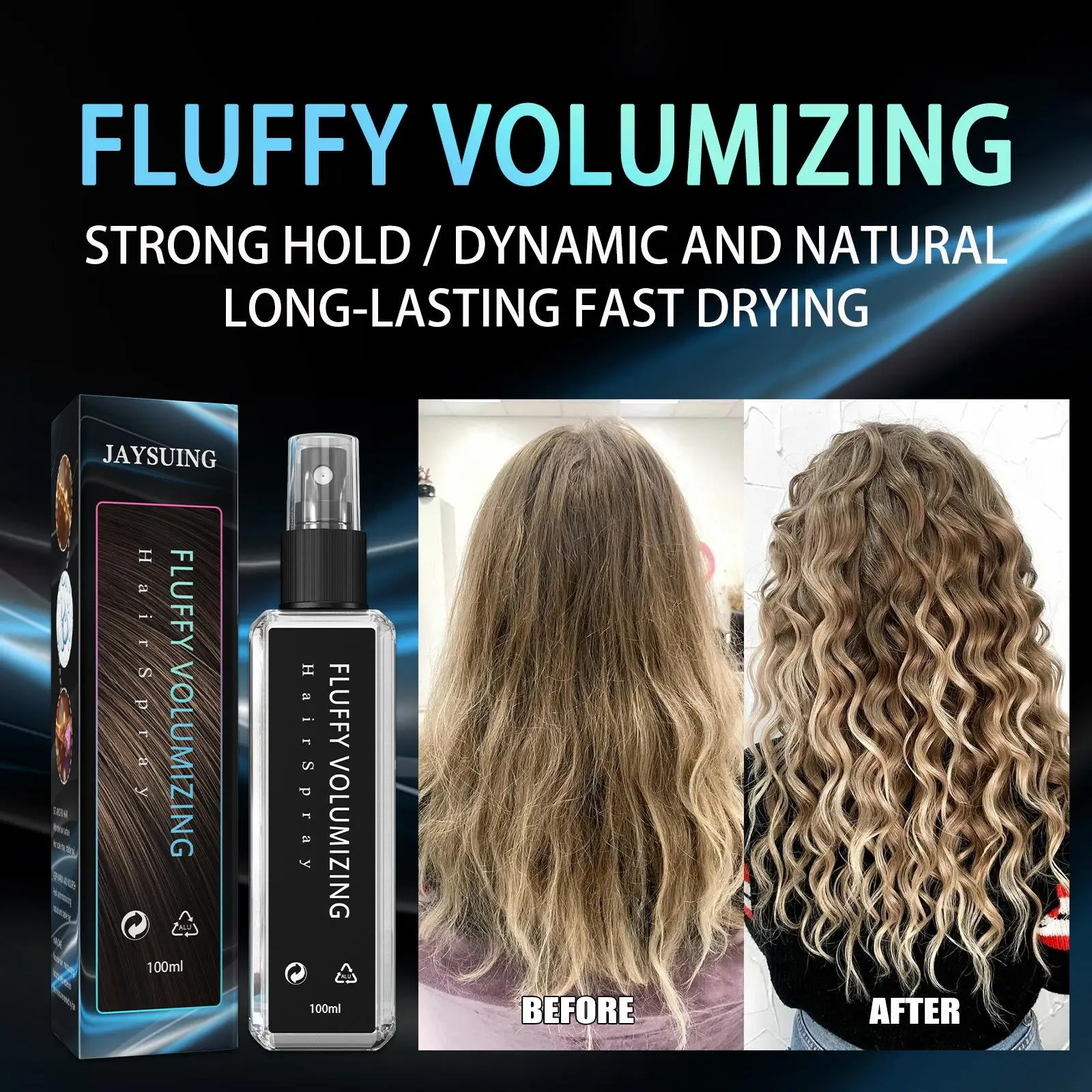 

Volumizing Hair Spray 100ml for All Hair Types DIY Hairstyle Instant