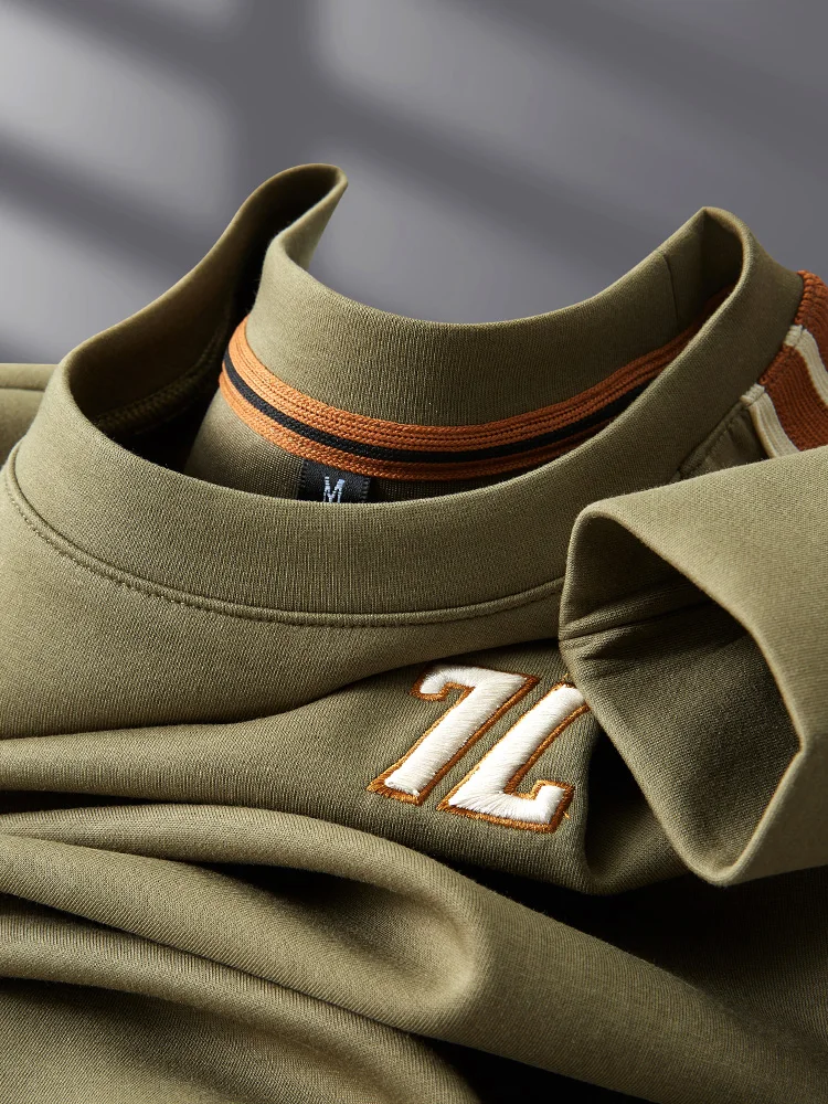 

Мужской свитшот с круглым вырезом и вставками из тканого материала, осенне-зимний, с длинными рукавами, модный, европейский, высококачественный, с вышивкой