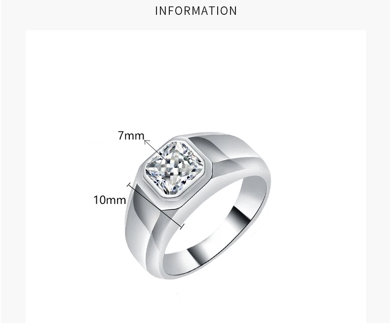 2 Carat D Color VVS1 Moissanite Diamond Rings for Men and Women High Quality s925 Silver Square Moissanita Gemstone Fine Jewelry