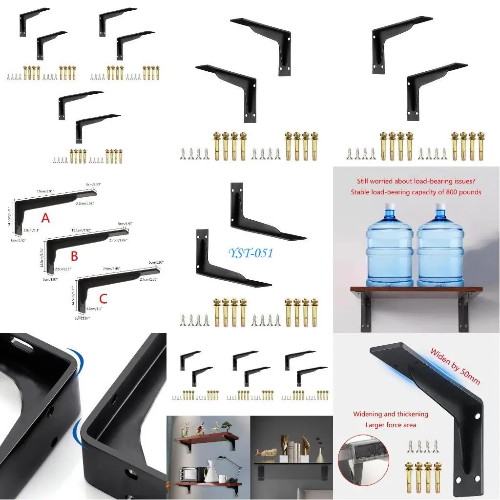 

E15A 1Pair Heavy Duty Floating Shelves Bracket L Bracket Corner Brace Support