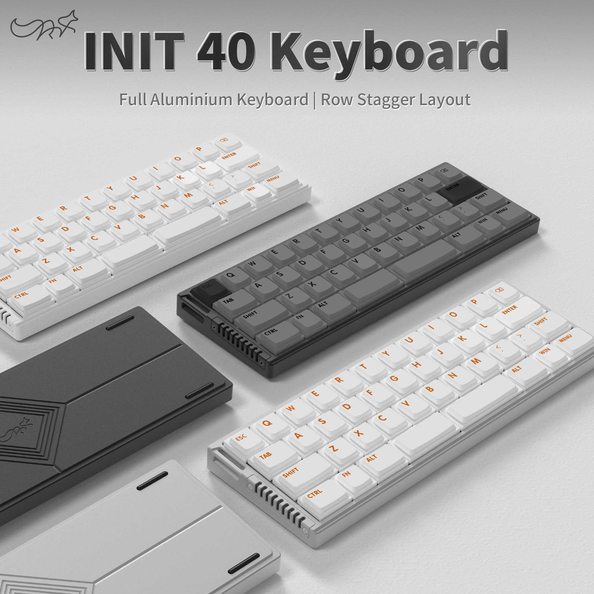 Chosfox Init 40 Low Profile Full Aluminium Keyboard Row Stagger Layout Three Mode Portable Mechanical Keyboard QMK/VIAL