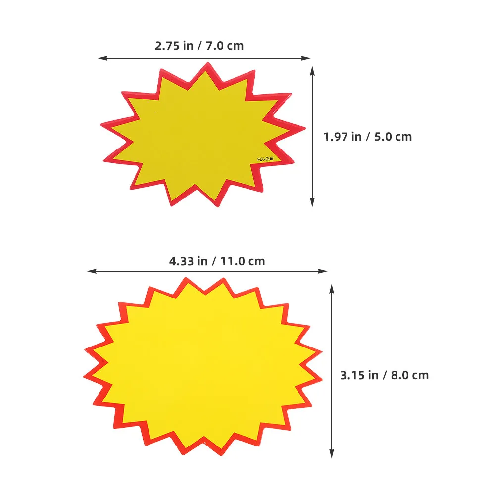 300pcs Star-Shaped Burst Cutout Blank Fluorescent Price Tags for Yard Sale, Garage Sale & Retail Store Advertising