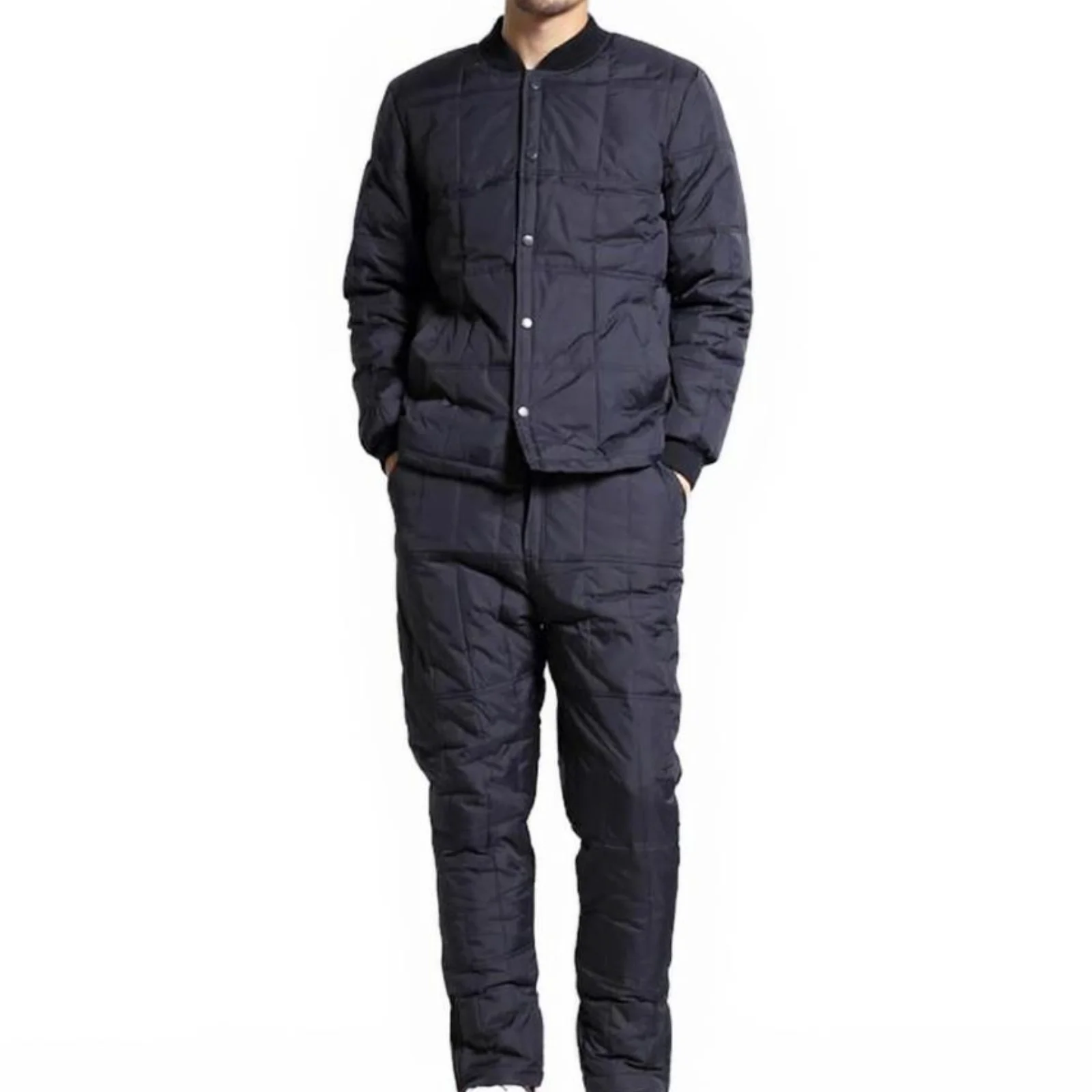 Men Down Jacket Three Piece Winter Thermal Underwear Sturdy Wrinkle Resistant Set for Men Layering Pajamas Outdoor Activities