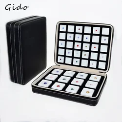Diamond Portable Leather Bag Jewelry Organizer Black Color Treasure Box Gem Storage Case Container