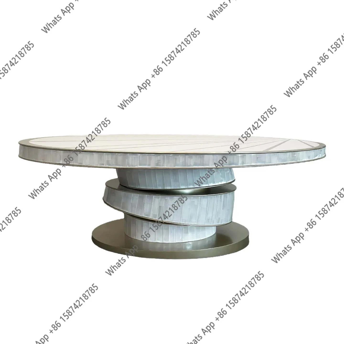 Rt Italian High-end Dining Table Oval Household Large Apartment Light Luxury High-end Restaurant Stainless Steel Spiral