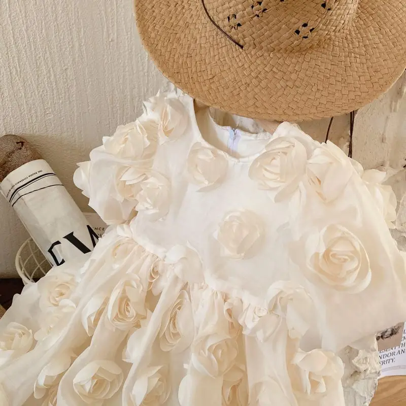 Vestido de princesa con flores para niña, ropa infantil, novedad de verano 2023