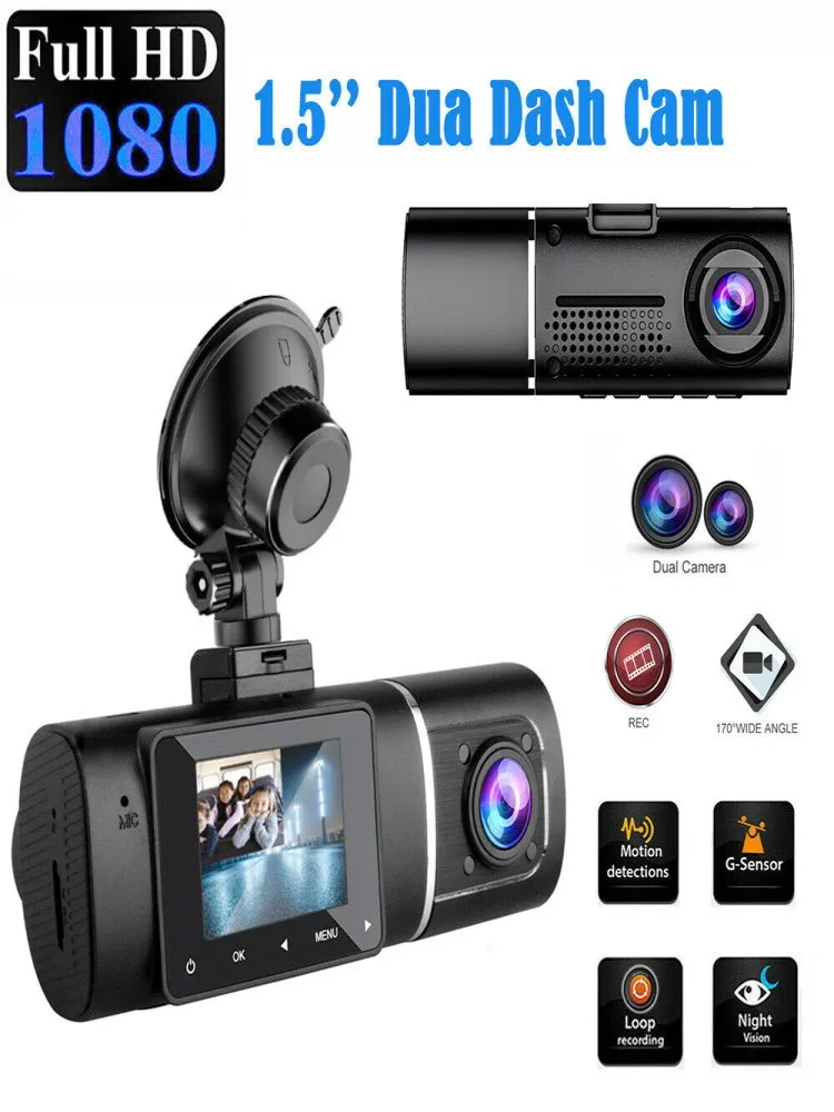 

Dash Cam Front and Rear Camera CAR DVR Car Video Recorder Vehicle Black Box FULL HD 1080P Night Vision Driver Recorder