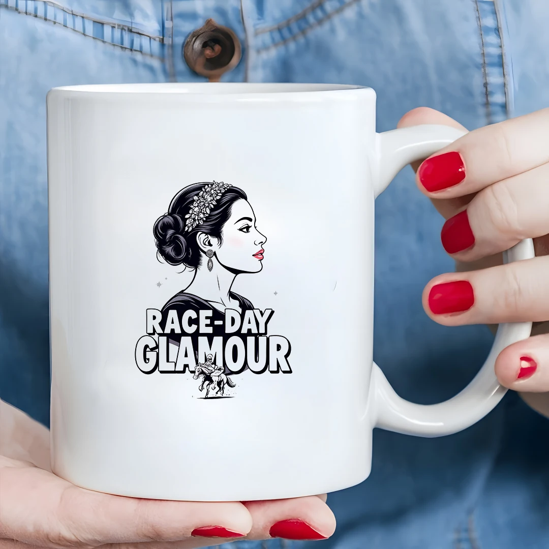 

Horse Racing Day Charm Illustration Mug 11OZ Stylish Gift Christmas Home Office Cup