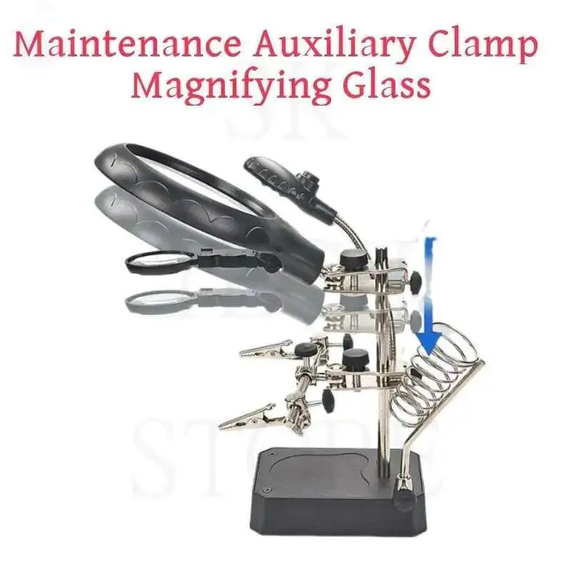 

Welding Magnifying Glass & LED Light 360° Rotation Lens Auxiliary Clip Loupe Desktop Magnifier Third Hand Soldering Repair Tool
