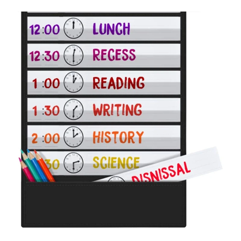 Gráfico de bolsillo para horario diario, gráfico de bolsillo para aula, horario de aula, 13 + 1 bolsillo, 18 lados reutilizables para aula