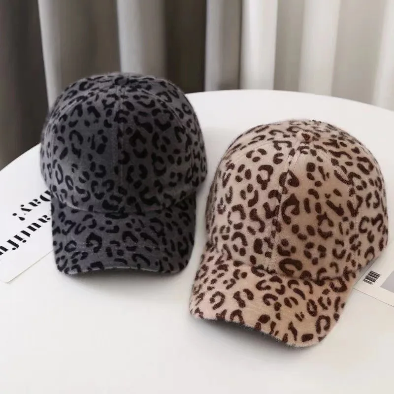 Baseballkappe mit Leopardenmuster für Damen und Herren, Unisex |   Winter verdickte verstellbare Snapback, Outdoor-Reise warme Mütze Mode Kopfbedeckung