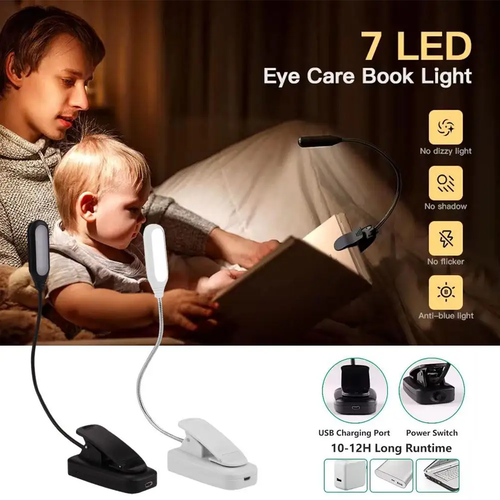 Lâmpada de mesa LED para leitura e leitura, carregamento do estudante, usb, clip, luz de cabeceira, dormitório, b2u1