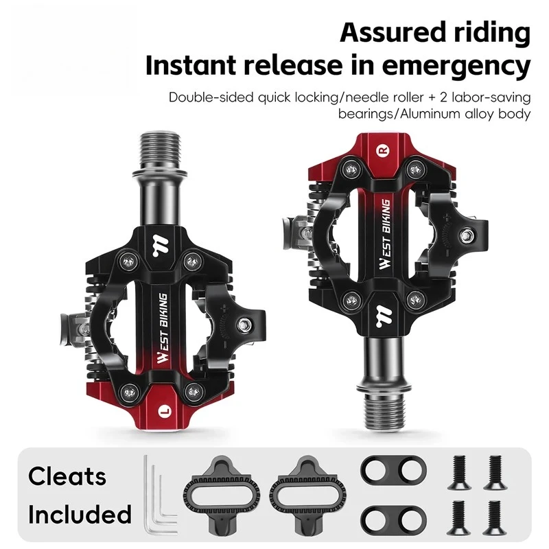 

Self Locking MTB Pedals SPD Compatible Double Sealed Needle Bearings Aluminum Alloy for Trail Riding Mtb Accessories